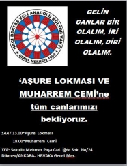AŞURE LOKMASI VE MUHARREM CEMİ'NE TÜM CANLARIMIZ DAVETLİDİR.